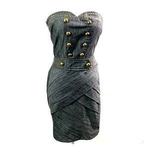 Black denim dress with Gold Rivets and Buttons